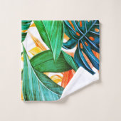 Exotische kleurrijke palmbladeren badhanddoekset bad handdoek (Wasdoekje)