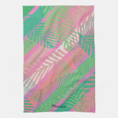 Exotische kleurrijke palmbladeren monogrammed theedoek (Verticaal)