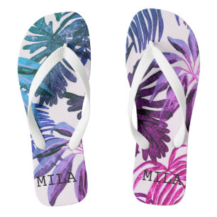 Exotische kleurrijke palmbladeren slippers teenslippers