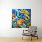 Exotische kleurrijke tropische vissen in koraalrif wandkleed (In situ)