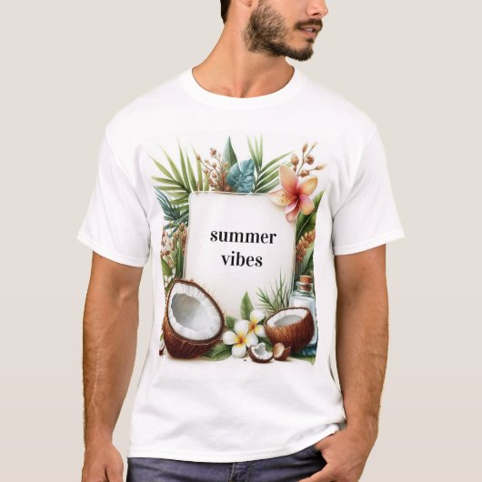 exotische kokos zomer vibes tshirt (Voorkant)