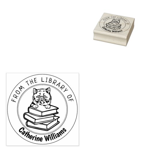 Exotische korte haar kat, boek uit de bibliotheek  rubberstempel (Gestempeld)
