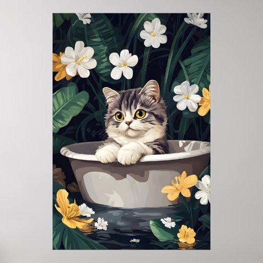 Exotische Korthaar In Bad Poster, Grappige Kat Poster (Voorkant)