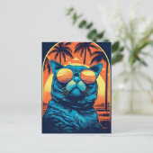 Exotische Korthaar kat met zonnebril op het strand Briefkaart (Staand voorkant)