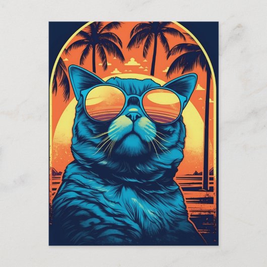 Exotische Korthaar kat met zonnebril op het strand Briefkaart (Voorkant)