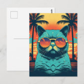 Exotische Korthaar kat met zonnebril op het strand Briefkaart (Voorkant / Achterkant)