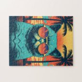Exotische Korthaar kat met zonnebril op het strand Legpuzzel (Horizontaal)