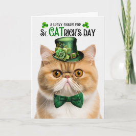 Exotische Korthaar Kat St CATrick's Day Lucky Char Feestdagen Kaart