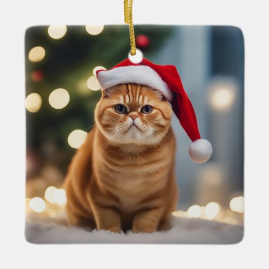 Exotische Korthaar Kerstmis Keramisch Ornament (Voorkant)