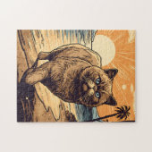 Exotische kortharige kat op een tropisch strand legpuzzel (Horizontaal)