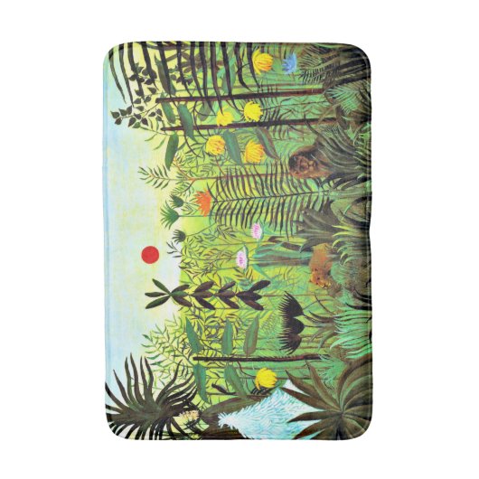 exotische landschap met leeuwen en leeuwen, badmat (Voorkant Verticaal)