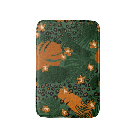 Exotische Leopard Tropische bladeren patroon Badmat (Voorkant Verticaal)