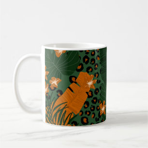 Exotische Leopard Tropische bladeren patroon Koffiemok