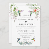 Exotische Luau Roze Hibiscus Hummingbirds Wedding Kaart (Voorkant / Achterkant)