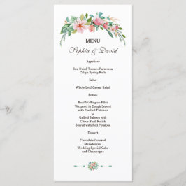 Exotische Luau Tropische Bloem Bruiloftsmenu Menu