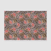 Exotische Luipaard Dierprint en Roze Bloemen Tissuepapier (Voorkant)