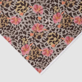 Exotische Luipaard Dierprint en Roze Bloemen Tissuepapier (Detail)