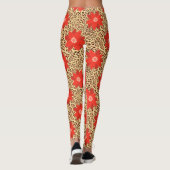Exotische Luxe Leopard met rode bloem Print Leggings (Achterkant)