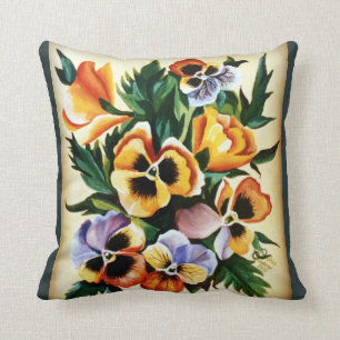 Exotische meerkleurige pansies kussen