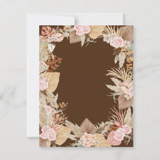 Exotische moderne Boho tropische bruids brunch Kaart (Achterkant)