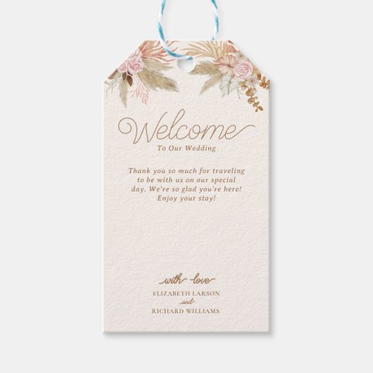 Exotische moderne Boho tropische bruiloft Cadeaulabel (Voorkant)