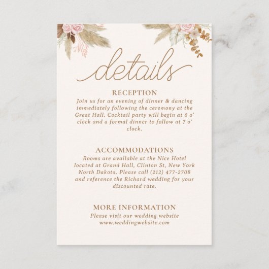 Exotische moderne Boho tropische bruiloft Informatiekaartje (Voorkant)