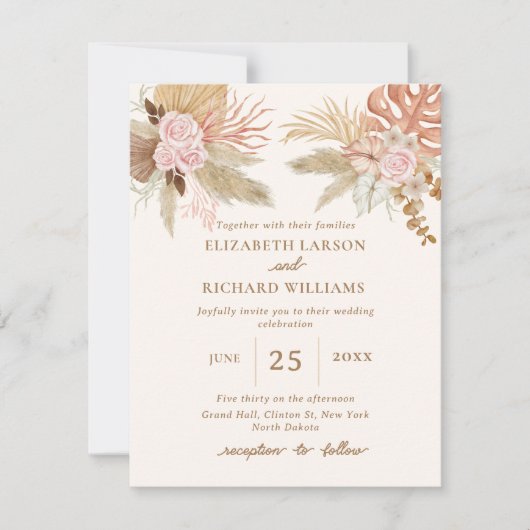 Exotische moderne Boho tropische bruiloft Kaart (Voorkant)