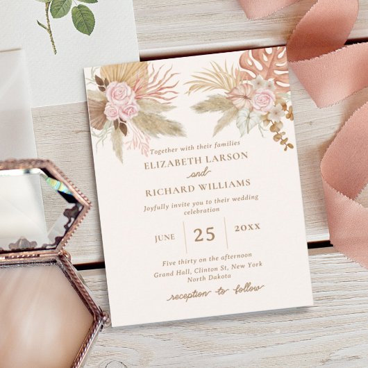 Exotische moderne Boho tropische bruiloft Kaart