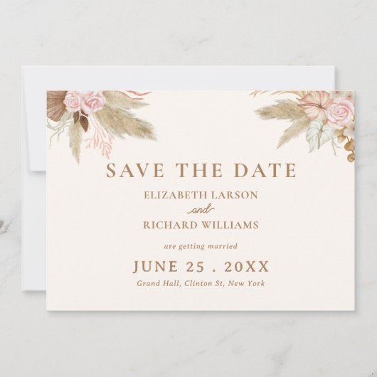 Exotische moderne Boho tropische bruiloft Save The Date (Voorkant)