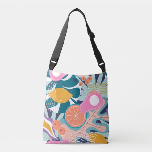 Exotische, moderne oerwoud collage. crossbody tas (Voorkant)