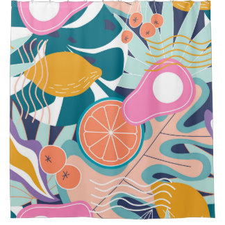 Exotische, moderne oerwoud collage. douchegordijn