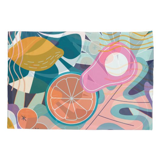 Exotische, moderne oerwoud collage. kussensloop (Achterkant)