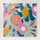 Exotische, moderne oerwoud collage. legpuzzel (Horizontaal)