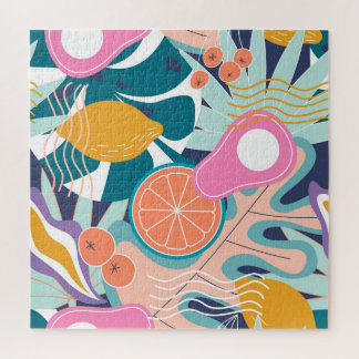 Exotische, moderne oerwoud collage. legpuzzel