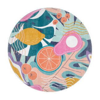 Exotische, moderne oerwoud collage. snijplank