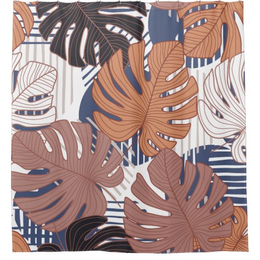 Exotische monstera bladeren,  tropisch. douchegordijn (Voorkant)