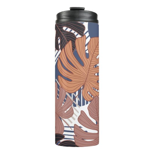 Exotische monstera bladeren,  tropisch. thermosbeker (Voorkant)