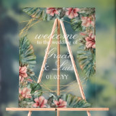 Exotische Monstera Botanische Bloemen Gouden Bruil Acryl Bord (Neutraal)