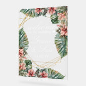 Exotische Monstera Botanische Bloemen Gouden Bruil Acryl Bord (Hoek)