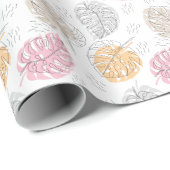 Exotische Monstera Lijn Tekening Kunst Cadeaupapier (Rol Hoek)