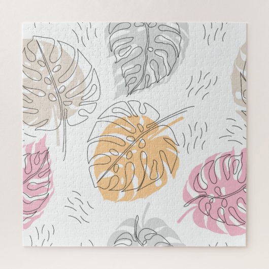 Exotische Monstera Lijn Tekening Kunst Legpuzzel (Verticaal)