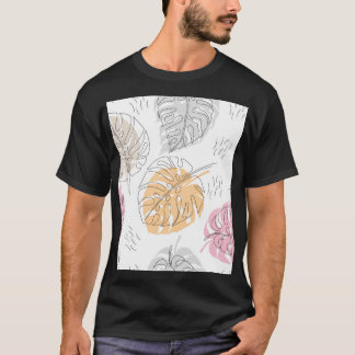 Exotische Monstera Lijn Tekening Kunst T-shirt
