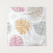 Exotische Monstera Lijn Tekening Kunst Wandkleed (Voorkant (horizontaal))