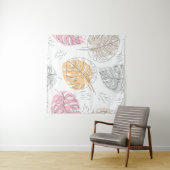 Exotische Monstera Lijn Tekening Kunst Wandkleed (In Situ (horizontaal))