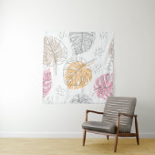 Exotische Monstera Lijn Tekening Kunst Wandkleed (In situ)