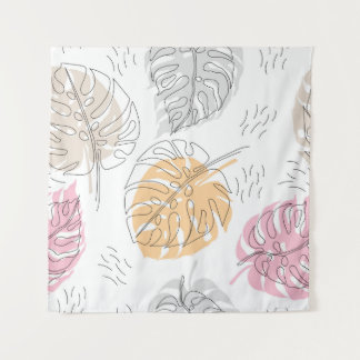 Exotische Monstera Lijn Tekening Kunst Wandkleed