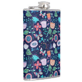 Exotische mousserende bloemen en vlinderbloempatro heupfles (Rechts)