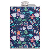 Exotische mousserende bloemen en vlinderbloempatro heupfles (Achterkant)