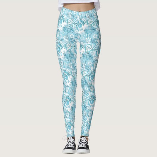exotische oceaanpatroon leggings (Voorkant)