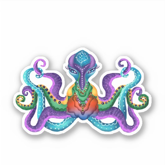 Exotische octopus sticker (Voorkant)